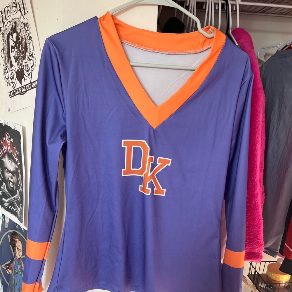 Purple and Orange V-Neck Long Sleeve Top